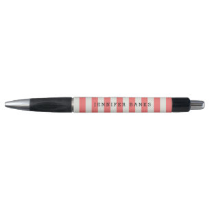 Stylo Rayures de corail chics de la coutume  