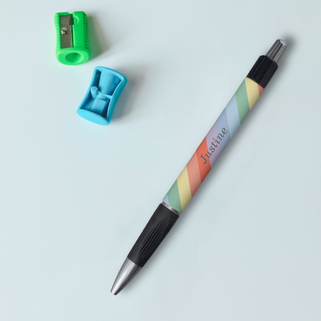Stylo Rayures diagonales Pastel Rainbow (Pastel Rainbow Diagonal Stripes Pen)