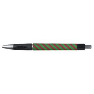 Stylo Rayures rouges et vertes Paillettes