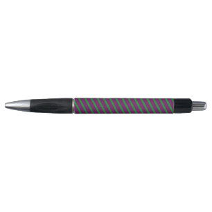 Stylo Rayures Vertes & Violettes Paillettes