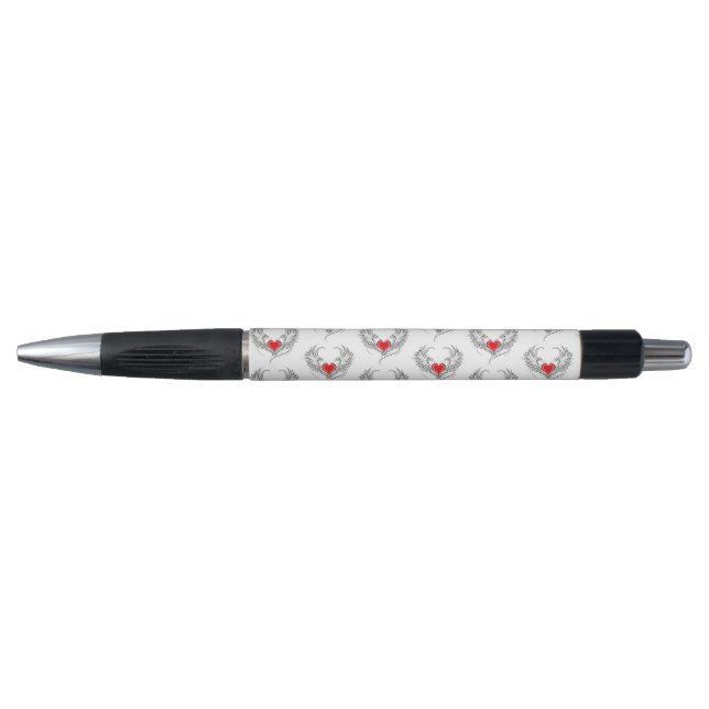 Stylo Red Angel Coeur avec ailes (Devant)