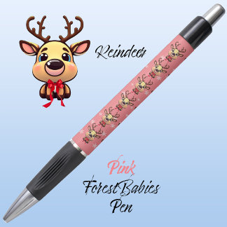 Stylo Reindeer Cute Funny Xmas Deer avec Antlers 🦌 rose