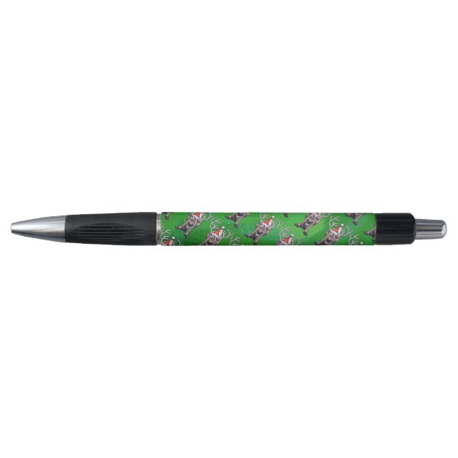 Stylo Reindees Noël Sur Vert (Devant)