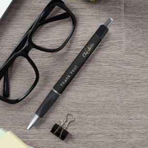 Stylo Remerciement avec monogramme personnalisé nom blan