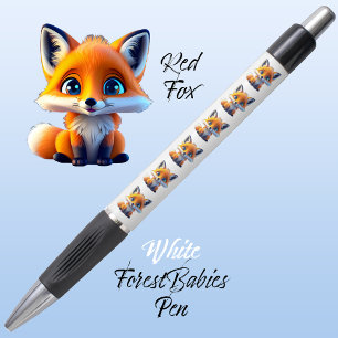 Stylo Renard rouge, Forêt Whimsical Unique Cute Blanc an