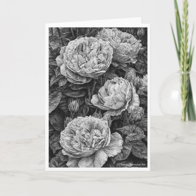 Stylo Rose anglais et carte de dessin d'encre (Devant)