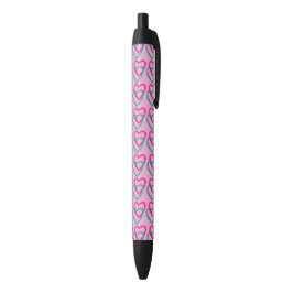 Stylo rose d'équilibre de coeurs, encre bleue