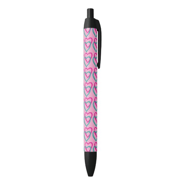 Stylo rose d'équilibre de coeurs, encre bleue (Bas (Vertical))