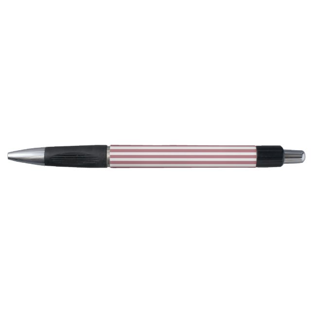 Stylo Rose Gold Blanc Simple Rayures Horizontales (Devant)