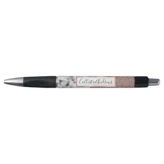 Stylo Rose Gold Pink Glitter Marble Geometric Cut (Devant)