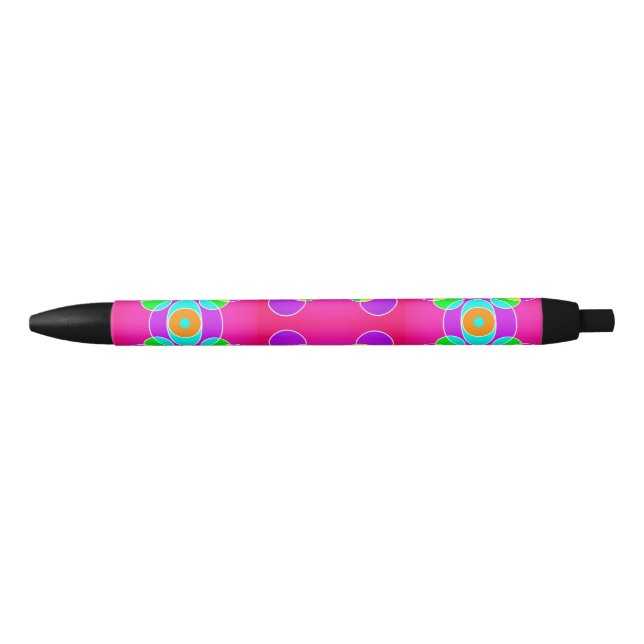 Stylo rose motif noir (Devant)