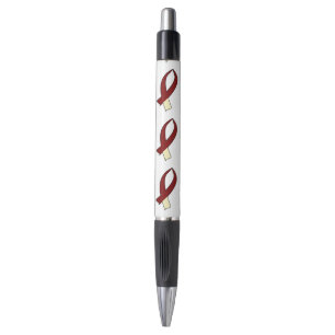 Stylo Ruban de sensibilisation (Bourgogne et crème)