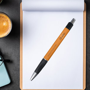 Stylo script de nom de monogramme orange