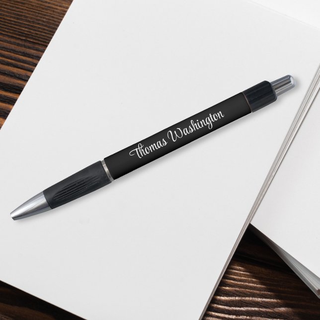 Stylo Script moderne Monogramme Nom Noir (Créateur téléchargé)