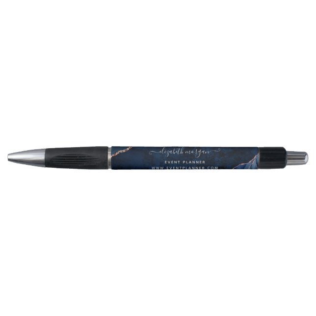 Stylo Signature Script Marine Agate bleu Parties scintil (Devant)