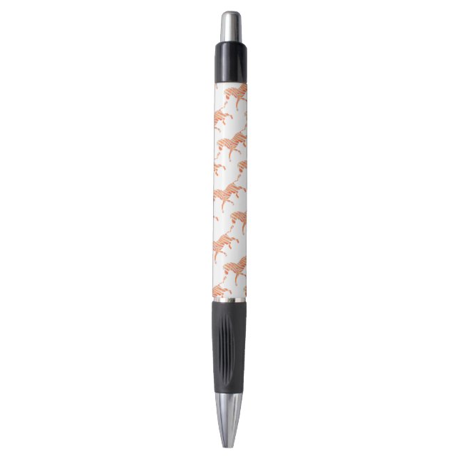 Stylo Silhouette Zèbre orange et blanc (Devant (Vertical))