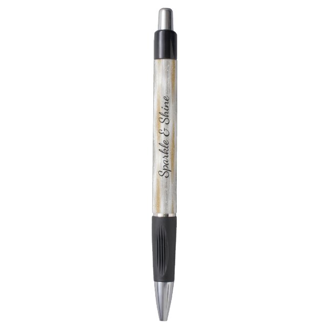 Stylo Silver Gold Glitzy Stripes (Devant (Vertical))