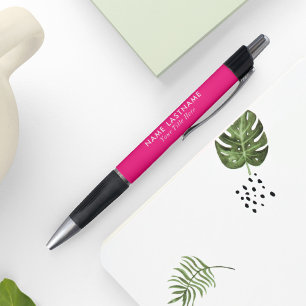 Stylo Simple fille rose vif Élégant Nom moderne Titre
