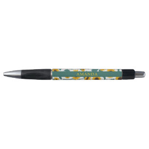 Stylo Simple Motif de tournesol jaune personnalisé