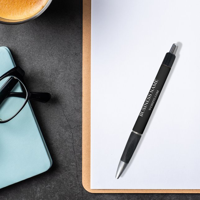 Stylo Site web de nom d'entreprise noir blanc (Créateur téléchargé)