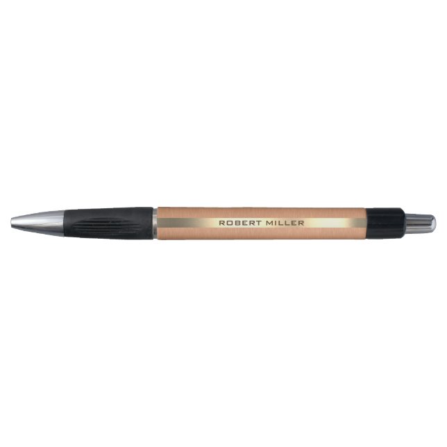 Stylo Slick cuivre brun & or texture métallique (Devant)