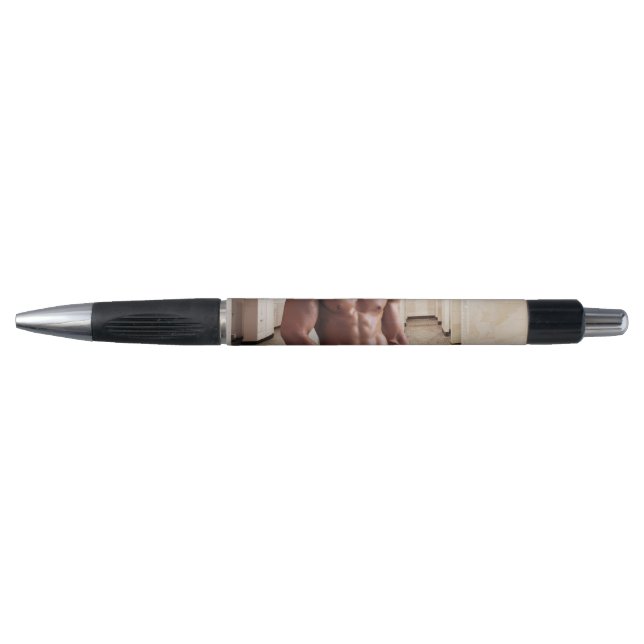 Stylo SlipperyJoe cheminée homme musclé six pack abs (Devant)