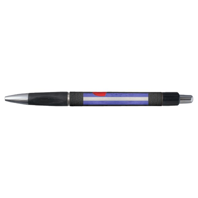 Stylo SlipperyJoe's cuir drapeau orgueil noir bleu royal (Devant)