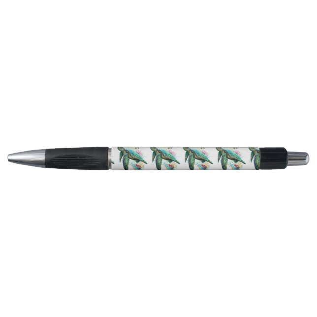 Stylo Style d'aquarelle sous-marine de tortue marine (Devant)