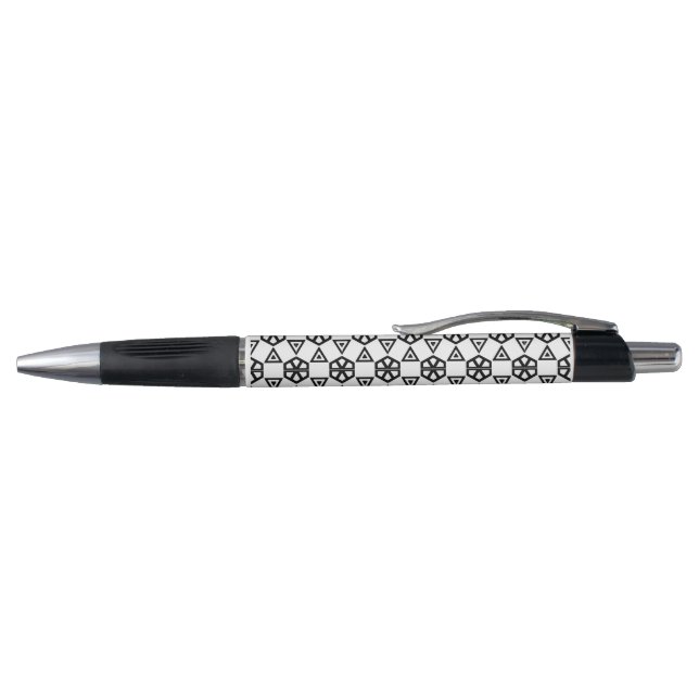 Stylo Stylo, Grip - Fleurs géométriques en noir (Haut)
