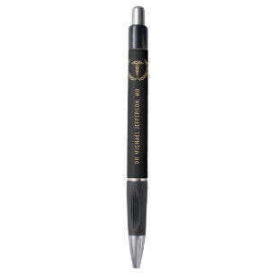 Stylo Symbole Médicale - Noir et Or