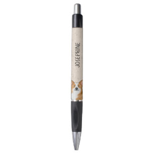Stylo Tête de Red Pembroke Welsh Corgi et nom