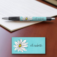 Texte personnalisé Aqua et Jaune Whimsical Daisy