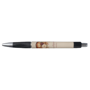 Stylo Thanksgiving-Watercolor Citrouille et fleurs-