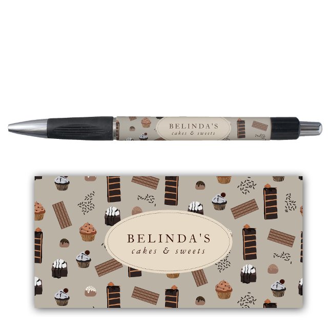 Stylo Thème Chocolat Boulangerie Chef Personnalisé Nom (Chocolate Theme Bakery Chef Custom Name Pen)