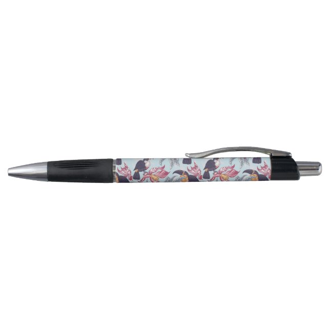 Stylo Toucans avec les fleurs exotiques (Haut)