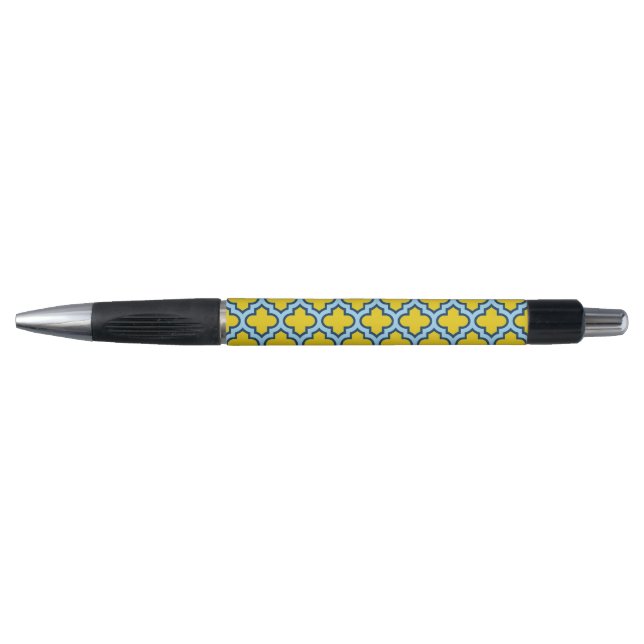 Stylo Trellis jaune et bleu bébé, treillis, Quatrefoil (Devant)