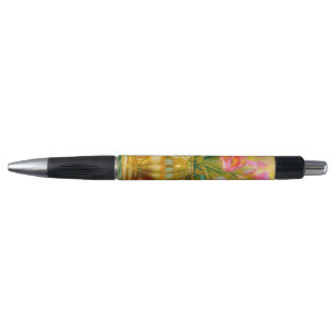 Stylo Tulipes roses vibrantes dans le Vase d'or