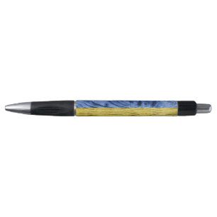 Stylo Ukraine drapeau bleu jaune motif de texture de boi