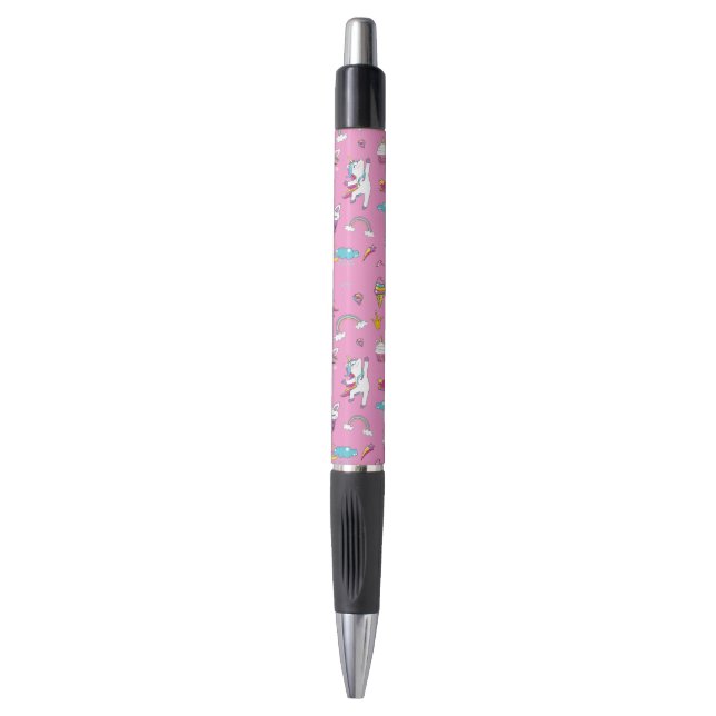 Stylo Unicorne Fan Club motif rose (Devant (Vertical))