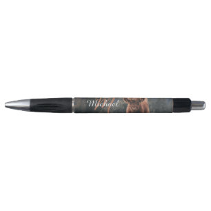 Stylo Vache de Highland calvaire herbe d'automne monogra