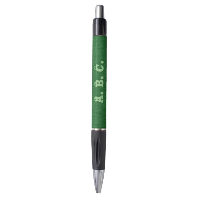 Stylo vert de base avec monogramme vert sauge (Devant (Vertical))