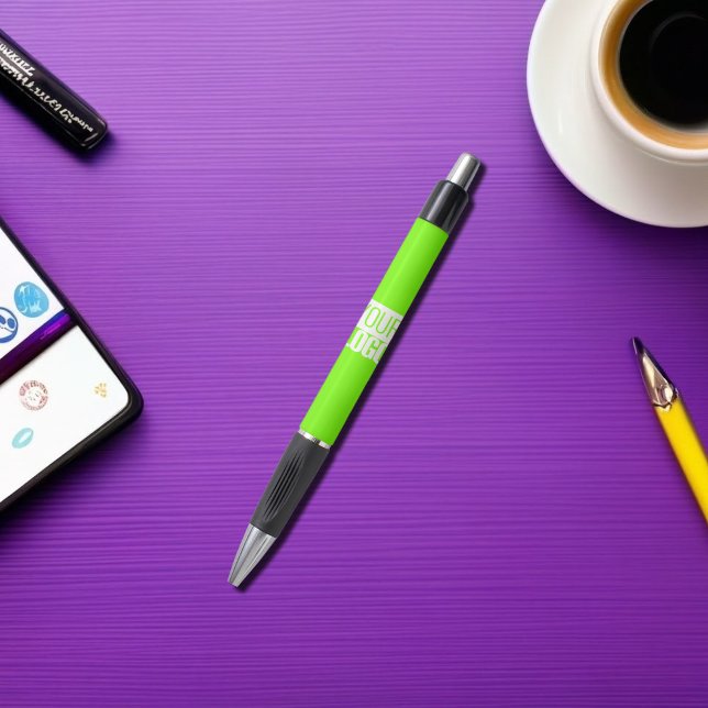 Stylo vert fluorescent - ajoutez votre logo (Créateur téléchargé)