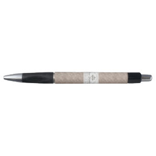 Stylo Vintage Cherish Blanc Fleurs et Logo Doré Rose
