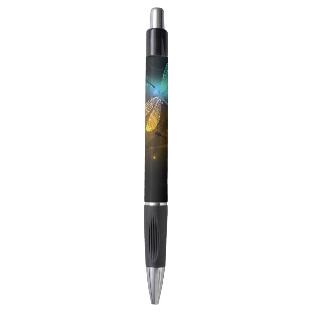 Stylo Vol de libellule verte lumineuse (Devant (Vertical))
