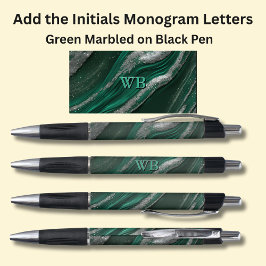 Stylo Vos initiales Monogramme Vert Marbré