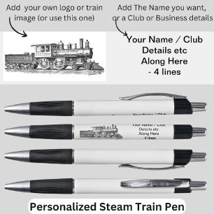 Stylo Votre nom Club Business Logo Image etc Steam Train