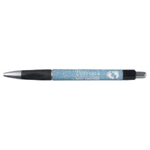 Stylos bleus personnalisés de baby shower - pieds