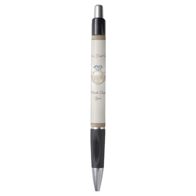 Stylos du 60e anniversaire personnalisés, Faveurs  (Devant (Vertical))