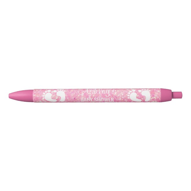 Stylos personnalisés de baby shower - pieds roses (Devant)