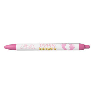 Stylos roses personnalisés de baby shower d'or